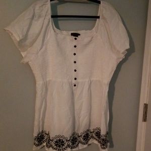 Black and white smocked top